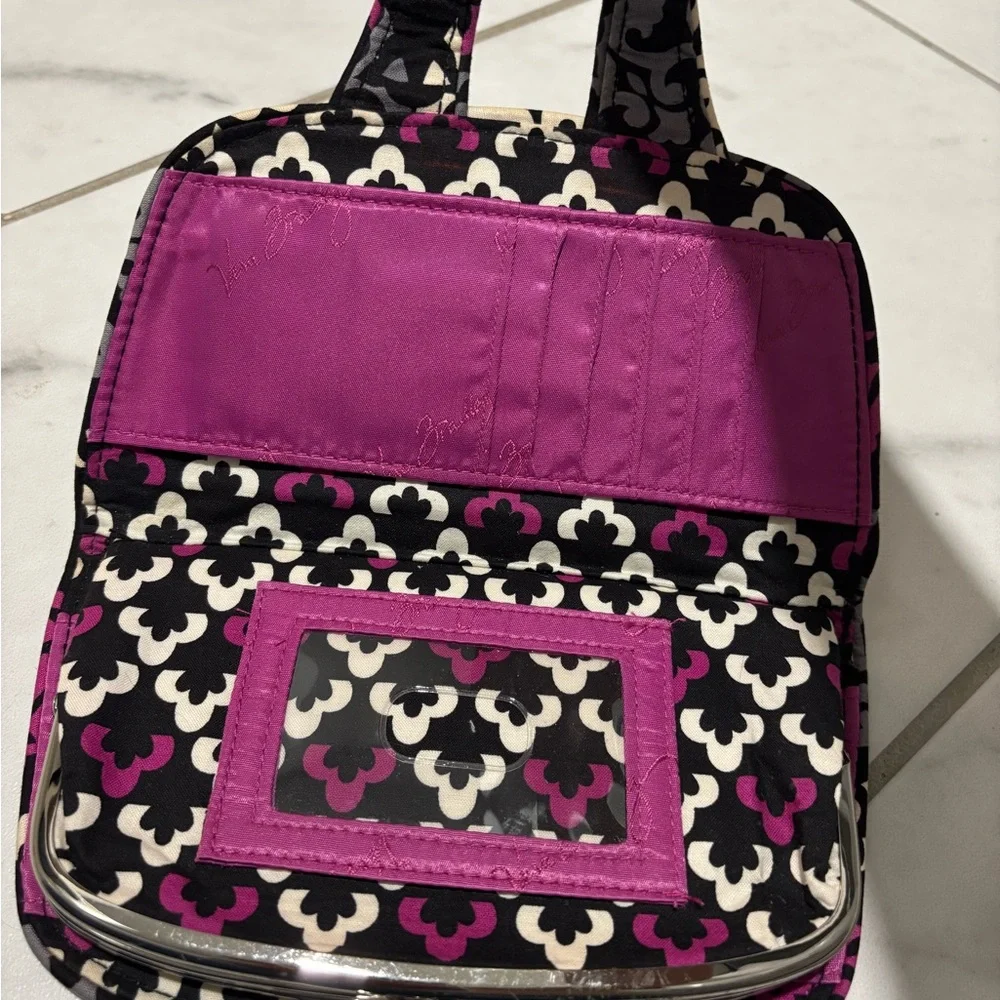 Vera Bradley Quilted Patterned Clutch Wallet - Black, Cream & Magenta - Picture 3 of 5